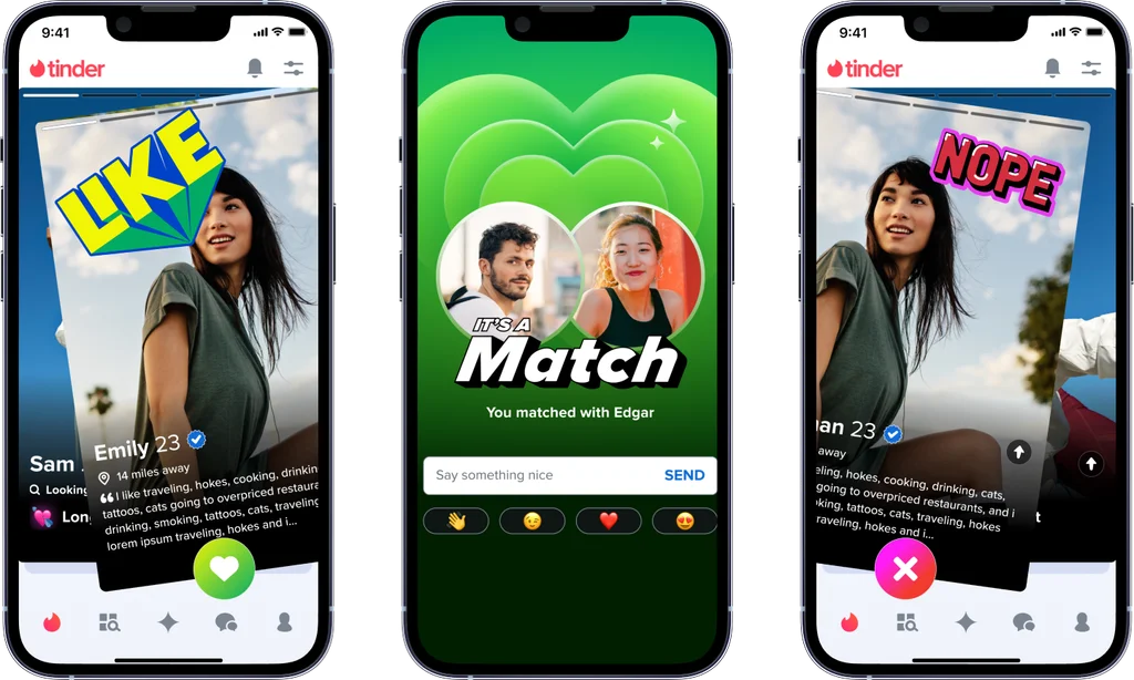 Tinder Like Match Swipe Options
